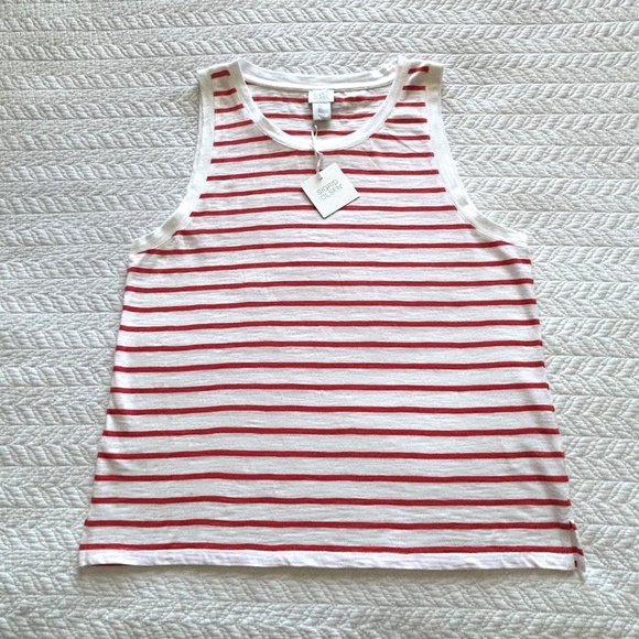 SIGRID OLSEN NWT 100% Cotton Red/White Stripe Tank Top Size L - Picture 5 of 14